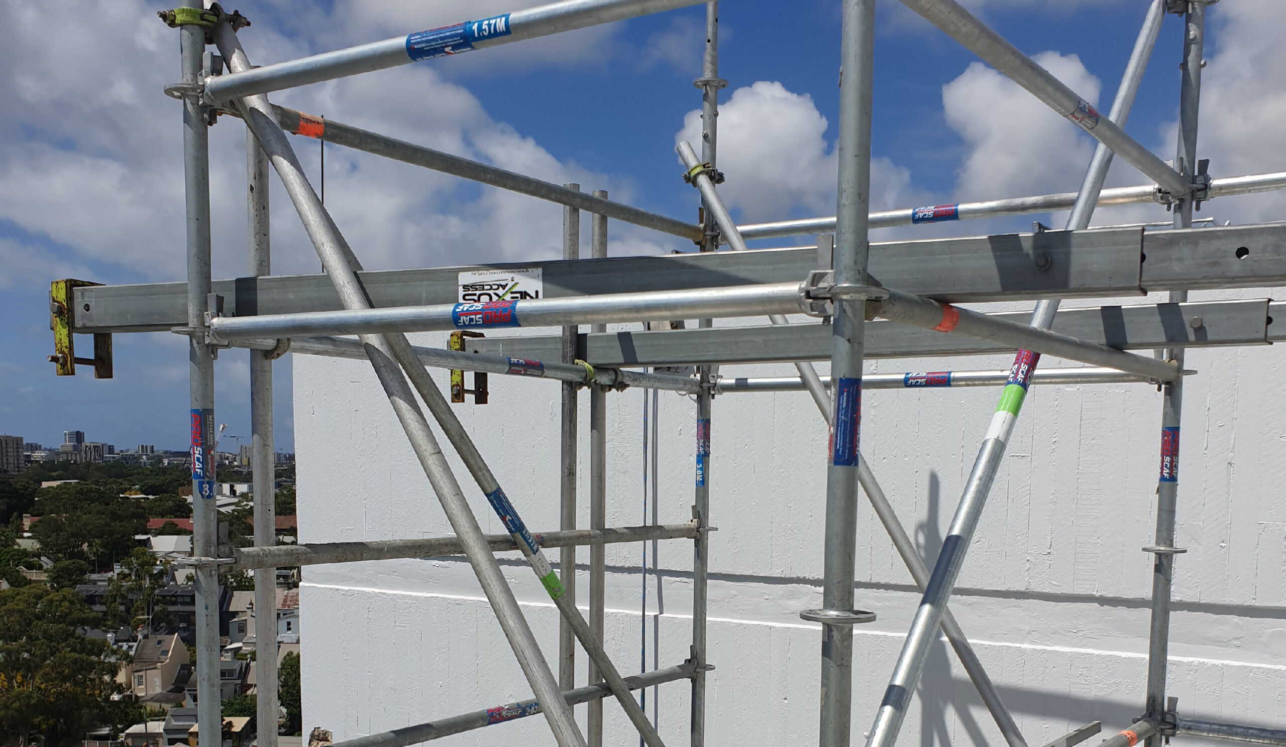 Scaffolding on roof